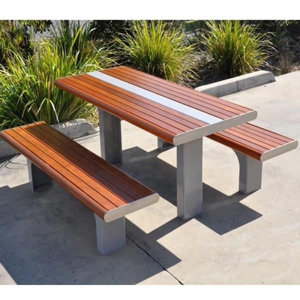 Quality Customized Wood Dining Table Bench Set For Garden Courtyard Restaurant for sale
