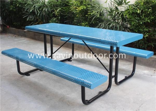 Quality Waterproof Metal Picnic Table With Benches Anti Rust Durable Weather Resistant for sale
