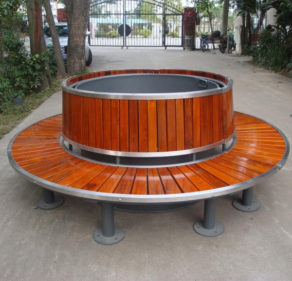 Quality Circular Curved Wood Round Tree Benches With Sandblasting Zinc Spraying Finish for sale