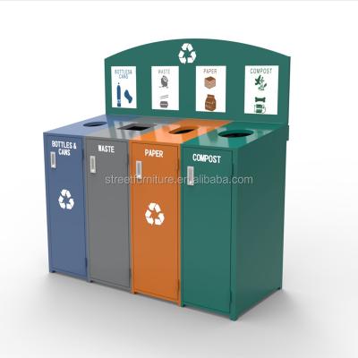 China Containers de reciclagem para exterior, contentores de reciclagem para pátio com 4 compartimentos à venda