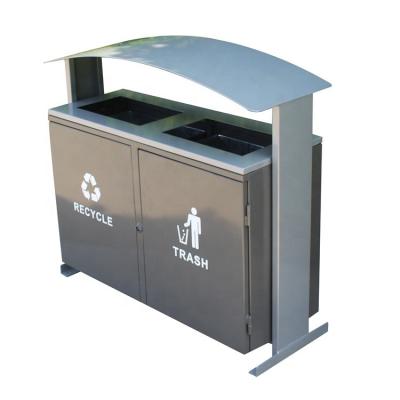 China 120 Liter Metal Outdoor Recycling Bins Rectangular Shape For Restaurants for sale