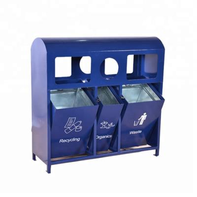 China Heavy Duty Outdoor Garbage And Recycling Bins With Sandblasting Zinc Spraying Finish for sale