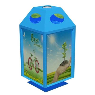 China Painted Metal Custom Garbage Cans Rectangular Shape With Galvanized Steel Liner for sale