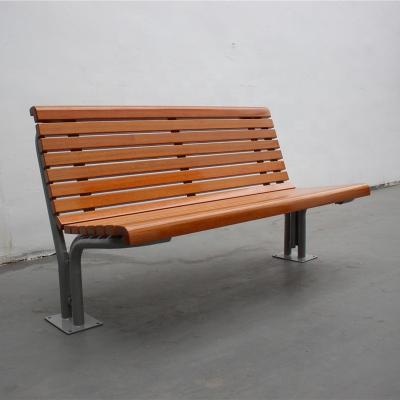 China Flange Surface Mounted Outdoor Wooden Bench With Backrest OEM ODM for sale