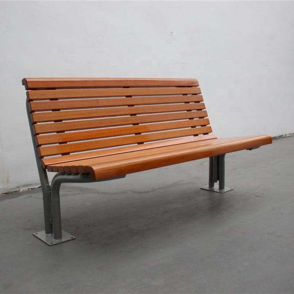 Quality Flange Surface Mounted Outdoor Wooden Bench With Backrest OEM ODM for sale