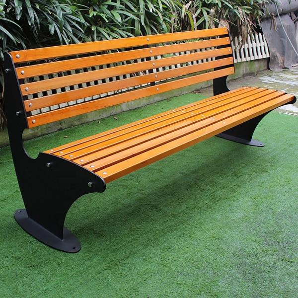 Quality Outdoor Metal Frame Wooden Garden Bench With Sandblasting Zinc Spraying for sale