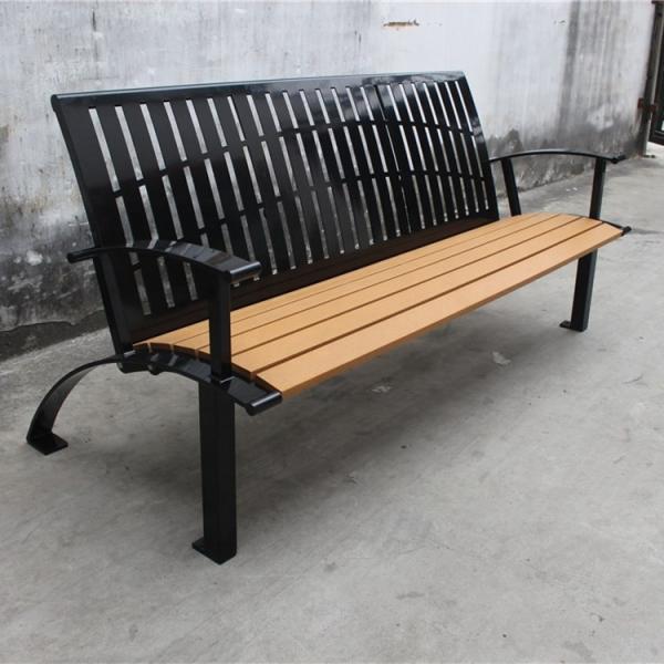 Quality Glossy Matte Finish Outdoor Recycled Plastic Benches With Powder Coated Steel for sale