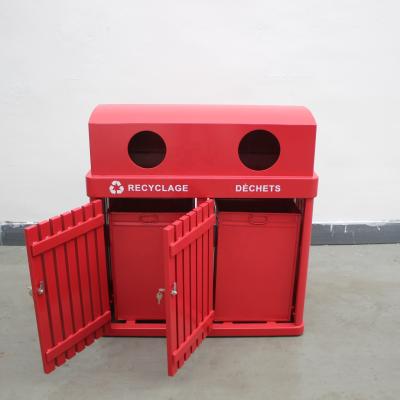 China Customized Metal Outdoor Trash Cans 120 Liter Outdoor Garbage Bin Rectangular for sale