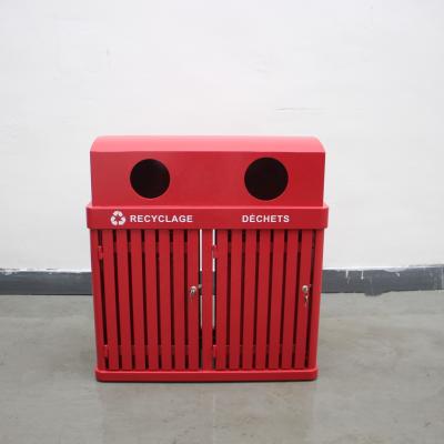 China Rectangular Iron Outdoor Trash Cans , 120L Trash Bin Surface Mounted for sale