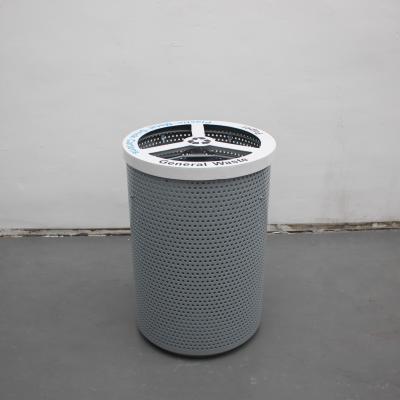 China Perforated Metal Recycle Waste Bin , 3 Compartment Garbage Can For Patio Outdoor for sale