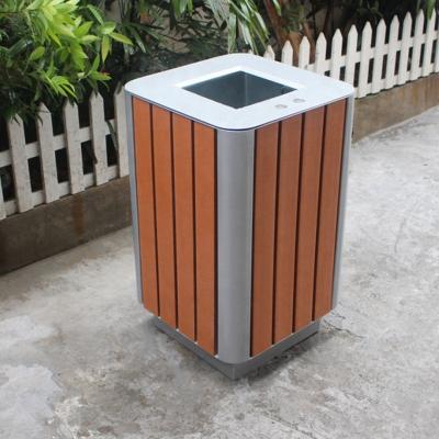 China Contenedores de basura de exterior de acero y plástico reciclado Rectangular en el contenedor de basura exterior con cenicero en venta