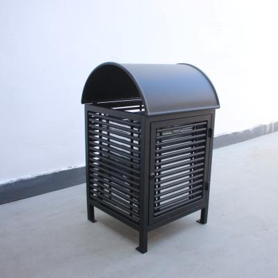 China Sustainable Wrought Iron Garbage Bins , Surface Mounted Outdoor Trash Bin for sale
