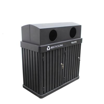 China Surface Mounted 120L Garbage Bin , Metal Trash Can With Two Galvanized Plate Liners for sale