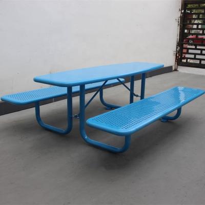 China Small Waterproof Rustproof Outdoor Picnic Tables Perforated Steel Material For Kids for sale
