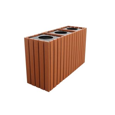 China Commercial Wooden Outdoor Recycling Bins 1200mm× 400mm×700mm Size for sale