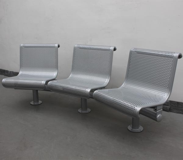 Quality Silver Color Steel 3 Seater Metal Bench , Park Metal Curved Garden Bench With for sale