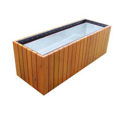 China Floor Boughpot Type Large Wooden Planters With Sandblasting Zinc Spraying Finish for sale