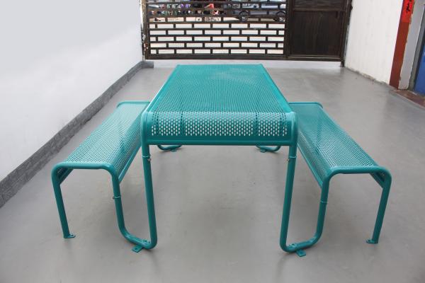 Quality Waterproof Black Outdoor Picnic Tables , Powder Coated Steel Table Chair for sale