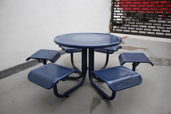 Quality Outdoor Steel Round Picnic Tables And Chairs For Commercial Restaurant for sale