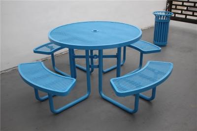 China Commercial Steel Outdoor Picnic Tables And Chairs Round Shape for sale