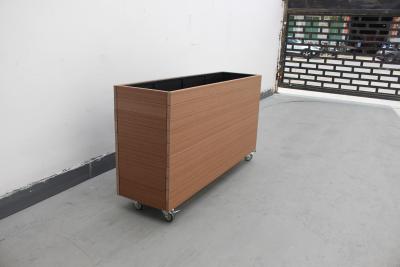 China Customized Outdoor Large Planters Steel And Wooden Material With Wheels for sale