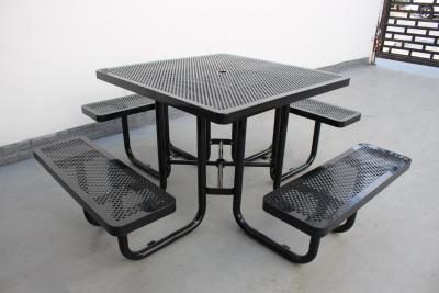 China Metall Outdoor Picnic Tische Bank Set Quadratische Form Für Park zu verkaufen