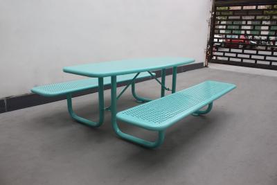 China Waterproof Rustproof Outdoor Picnic Tables Perforated Steel Material For Park for sale