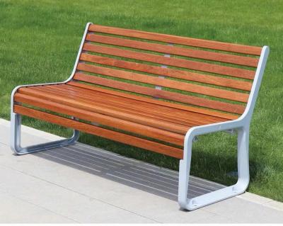 China Outdoor Furniture Composite Wood Long Bench Seat Public Park Cast Aluminum Seating Bench Outside Garden Patio PS Bench for sale