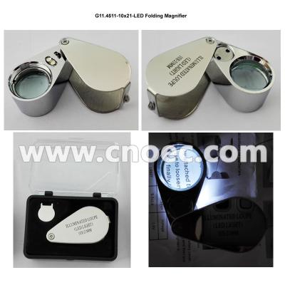 China 10x21mm LED Metal Folding Magnifier Jewelry Microscope G11.4511-10x21-LED for sale