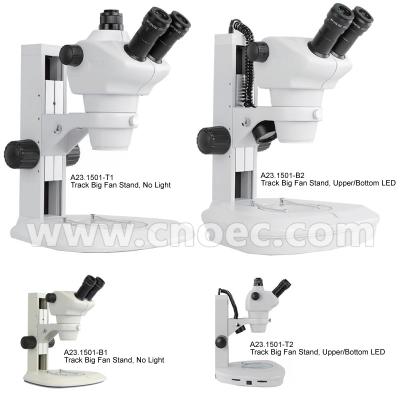 China 8x - 50x Trinocular Stereo Zoom Microscope with Track Stand LED Light A23.1501 for sale