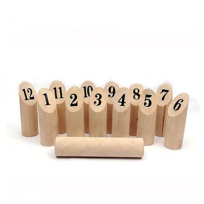 China Eco - Friendly Lawn Wooden Kubb Game Set With Funny Numbers Garden Throwing Game for sale