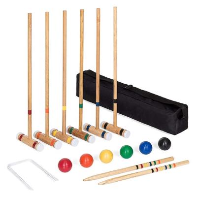 China Easy Wooden Lawn Garden Game 8 Regular 6 Players In 1 Combo Croquet Games Set for sale