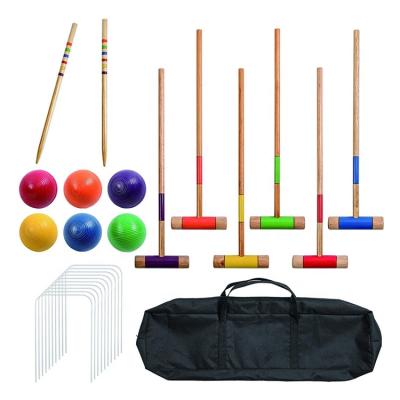China Complete 6-Player Garden Easy Outdoor Game Wooden Croquet Set with Mallet Balls for sale
