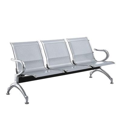 China Silver Stainless Steel Waiting Bench 3 Seat For Airport Hospital Clinic for sale