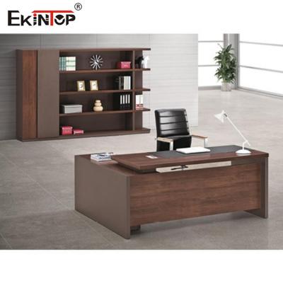 China Modern Wood Computer Office Desk For Reception Glossy Matte Surface for sale