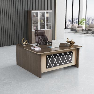 China Retro Style Office Desk With Storage MDF Wood Material With Side Cabinet OEM for sale