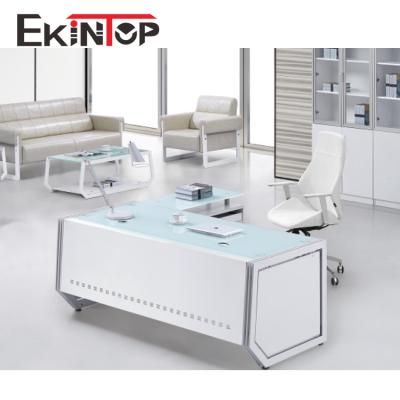 中国 Ekintopの現代オフィスのオフィスワーク OEMのためのガラス机の耐久財 販売のため