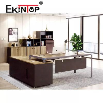 China Executive Melamine Corner Desk , Modern Commercial Melamine Wood Table for sale