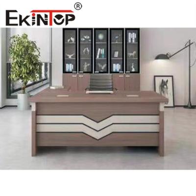 China White Particleboard Executive Computer Desk Wood Computer Desk With 4 Drawers for sale