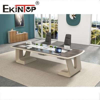 China Custom Office Conference Table Waterproof Walnut / Teak Color for sale