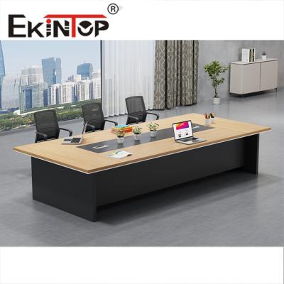 China Melamine Board Conference Table Extendable Waterproof Walnut Color for sale