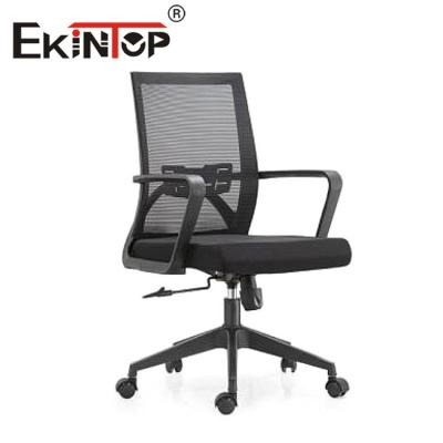 China Assento de malha para cadeira ergonômica preta Ekintop, cadeira de escritório central giratória de malha à venda