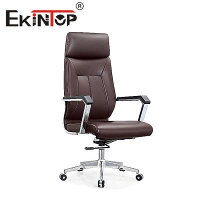 China Swivel Officeworks Leather Office Chair , Adjustable Genuine Leather Executive Chair for sale