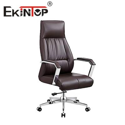 China Luxury Executive Leather Chair Height Adjustable Upholstery Leather Office Chairs for sale