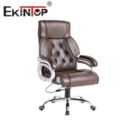 China Cadeira de escritório de couro durável para massagem Cadeira executiva giratória de couro marrom à venda