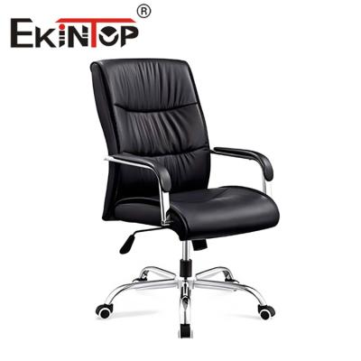 China Soft Arm Pad PU Leather Chair Adjustable Swivel Computer Desk Chair en venta
