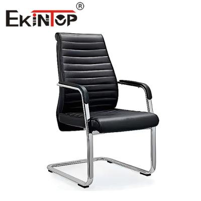 China Chrome Black Executive Leather Office Chair Without Wheels For Home Office for sale