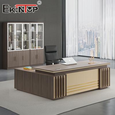 China El top en forma de L moderno de la chapa de madera de escritorio de oficina ejecutiva modificó para requisitos particulares en venta
