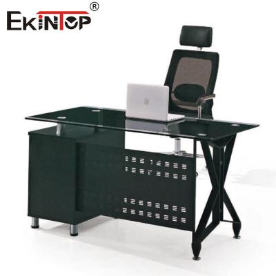 China Metal Frame Tempered Glass Office Desk Morden Office Workstation Fruniture for sale