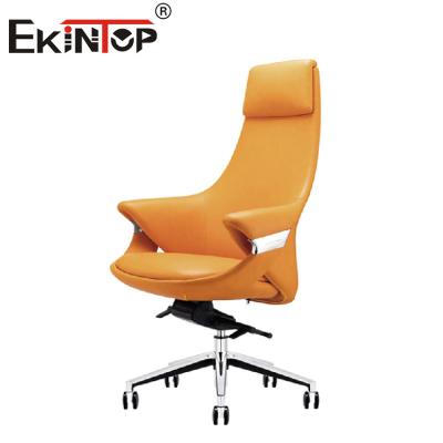 China Ergonomic Executive Yellow Leather Chair Indoor Lounge Chair for sale